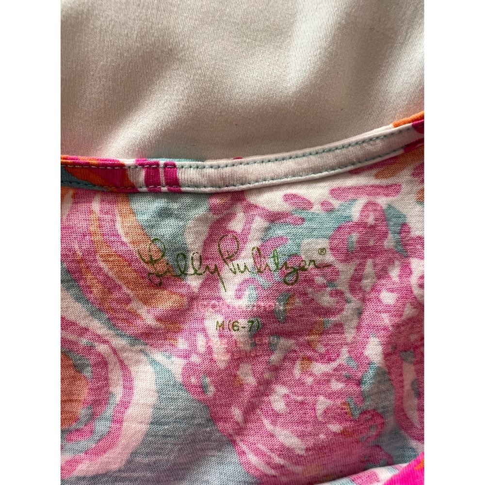 Lilly Pulitzer Girls Dress Size M (6-7) Colorful Floral Print Gold Button Detail - Picture 4 of 8